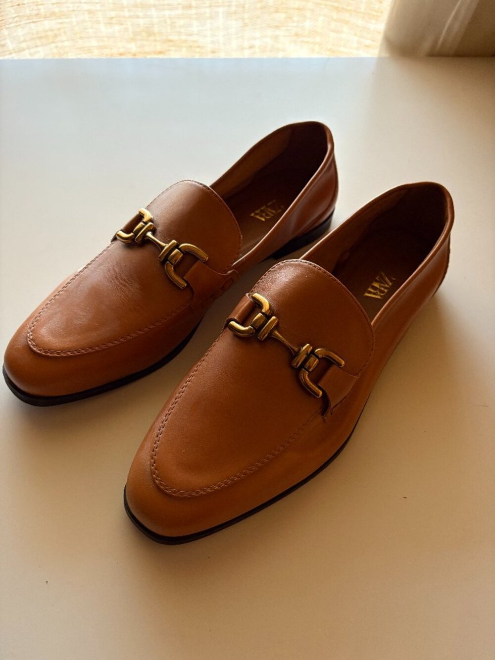 Zara Brown Loafers with Gold Hardware - Worn Once